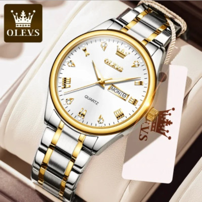 OLEVS Watch Stainless Steel Strap - White